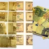 Other Toys 7 8Pcs Commemorative Notes 24K Gold Plated Dollar Euros Fake Money Gifts Collection Antique Banknote USD Currency Toy 2211110T18
