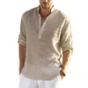 Chemises décontractées pour hommes Blouse Chemise en coton et lin Homme Lâche Manches longues Mode Tee Top