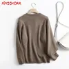 Women's Sweaters MNCCMOAA 2024 Autumn Winter Women Fashion Round Neck Plaid Knitted Sweater Female Casual Loose Long Sleeve Tops Pullovers