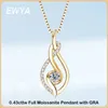 Hängen Ewya 2024 Trendy D Color 0.43Cttw 4mm Full Moissanite Pendant Necklace For Women Girls S925 Silver Diamond Neck Chain Halsband