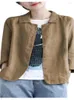 Damskie bluzki bawełniane lniane koszula ochronne ubrania Ochronia górna Kolor Pure Kolor Slim Plat Cardigan Conditioning