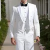 Herenpakken Witte Slipjas Bruiloft 2024 Bruidegom Tuxedo 3 Stuks Custom Made Terno Mannelijke Mode Roken Jas Met Broek vest