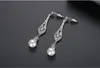 2024 Top Sell Dangle Earrings Vintage Jewelry 18K White Gold Fill Pave Zircon Pearl CZ Diamond Gemstones Party Retro Women Wedding Drop Earring Gift