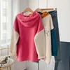 Swetry kobiet 2024 Kobiety zimowe ubrania z kapturem kreskówkowe patchwork Pobliste Pullovers Pocket Pullover Knitwear