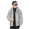 Designer Nachahmung Nerz Ganzmantel Pelz Herren Blue Sky Gänsedaunen Warme Lederjacke Z6RR