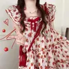 Party Dresses Kawaii Lolita Women's Dress Sweet Casual Korean Fashion Y2K Preppy Style Student Girls Cute Mini Lace Up 2024 Summer