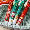 Christmas Decorations Cartoon Series 10 Colors Ballpoint Pens Santa Snowman Sign School Writing Stationery Supplies Year 2024 Kids Gift