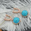 Dangle Earrings S&Z DESIGN Trendy Green Turquoises Beads Ethnic For Women 585 Rose Gold Color Fine Fashion Party Gift