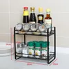 Iron Kitchen Storage Rack Closet Shelf Dish Drying Rack Spice Jars Holder Seasoning Bottles Shelves Spice Rack Kitchen Organizer 240122