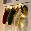 Decorações de Natal 1 Pcs Listras Diamante Lã De Malha De Crochê Sacos De Presente Santa Elk Meias Árvore Lareira Pendurada Decoração
