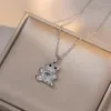 Anhänger Halsketten Mode Damen Kleine Bär Zirkon Halskette Personalisierte Super Funkelnde Tier Schmuck Zubehör