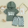 Clothing Sets Infant Baby Boy Summer Outfits Mamas Hoodie With Checkerboard Shorts Set Toddler Clothes