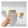 Tumblers USA CA Warehouse Coffee Soda 16 uncji piwo libby może kształtować szklanki Frosted Przezroczysta sublimacja szklana kubek z pokrywką i strzępienie dh2kx