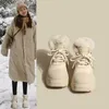 Stivali Stivali da neve solidi Stivaletti da donna in peluche invernale Suole spesse in cotone spesso Stivali Martin Piattaforma Stringate Scarpe antiscivolo