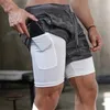 Camo Running Shorts Men 2 In 1 Double-deck Quick Dry GYM Sport Shorts Fitness Jogging Workout Shorts Men Sports Short Pants 240119