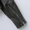 ZVRI veste de moto courte en simili cuir effet ancien pour femme manteau en cuir gris délavé 240125