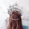 Grampos de cabelo Himstory Dubai Thai Luxo Grande AB Strass Casamento Rodada Tiaras Arábia Saudita Rainha Princesa Coroa Pageant Enorme Acessório