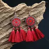 Hoop Earrings 6 Pairs Tassel For Women Fan Shape Long Thread Bohemian Drop Handmade