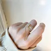 حلقات الكتلة المصنوعة يدويًا S925 Silver Hollow Retro Gold Ring Ring Strap Lace Enth