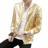 Men's Jackets Casual Men Jacket Elastic Hem Cuffs Stylish Glossy Solid Color Cardigan For Hip Hop Street Dance Nightclub