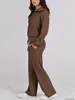 Kvinnors tvåbitar byxor Kvinnor 2 Outfits Sweatsuit Set ActiveWear Workout Fall Overdimensionerade Half Zip Sweatshirt Sweatpant Lounge Tracksuits