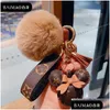 Cartoon Accessories Mouse Design Car Keychain Favor Flower Bag Pendant Charm Jewelry Keyring Holder For Men Gift Fashion Pu Leather An Otrdc