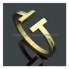 Armreif 2023 Marke T Ly Paar Titan Stahl Manschette Hohe Qualität Gold Designer Armband Schmuck Drop Lieferung Schmuck Armbänder DHT8K