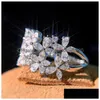 Wedding Rings 2021 New Arrival Sparkling Jewelry Sterling Sier Marquise Cut Moissanite Diamond Party Women Wedding Leaf Band Ring Gif Dhjvs