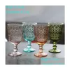 Wine Glasses Wholesale 270Ml European Style Embossed Stained Glass Wine Lamp Thick Goblets 7 Colors Wedding Decoration Drop Delivery H Dhwnn