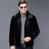 Winter Haining Mink Fur Coat för Mens Black Whole Imitation Trend V517