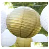 Decoração de festa 10 polegadas ouro sier lanternas de papel chinês estilo japonês cor metálica pendurado fontes de festa decorativas para casamento dhfx6