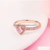 Bandringen Roséverguld Fonkelend Roze Verhoogd Hart Fit Sieraden Verloving Bruiloft Liefhebbers Modering Voor Drop Delivery Jewelr Dh73V