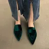 Women Luxury Velvet Moccasins Fashion Pointed Toe Loafers Ladies 2023 Spring Purple Velour Ballet Flat Shoes 240130