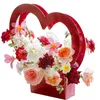 Coração forma portátil mão flor caixa saco de embalagem de papel caixa para festa de casamento decoração florista acessível flor presente case12725