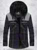 Winter Jacket Men Fleece Warm Jacket Shirts Coat Pure Cotton Plaid Hooded Jackets Coats Single Breasted chaquetas hombre M-XXXL 240124