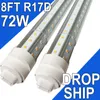 LED ampuller 8 ayak, 2 pin, 72W 6500K, T8 T10 T12 LED tüp lambaları, 8ft LED ampuller floresan ışığı R17D LED 8 metre LED dükkan ışıkları çift uçlu güç usastock