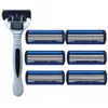 Rakknivar 6 lager Mens Safety Razor 1 Hållare Lägg till 7 Ersättare Huvudkassett Hår rakning Hine Face Knife Epilator Trimmer Dr Dhkdi