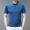 Men's Polos 2024 T-shirt For Men Short Sleeve Spring Summer Turn-down Collar Tees Printing Button Letter Striped Casual Comfort Tops