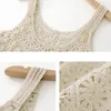 Tanques femininos Mulheres Crochet Crop para Tank Top Boho Hollow Knit Floral Camisole Sem Mangas Cove N7YF