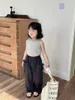 Trousers Girls Pants 2024 Summer Korean Style Overalls Thin Breathable Loose Tracksuit Casual Simple Solid Color Cool Wide Leg