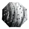 Umbrellas Music Note Black White Watercolor Splash Custom Non Automatic For Women Male Windproof Folding Rain Umbrella Parasol