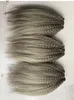 Sel et poivre gris argent kinki cheveux raides faisceaux grossier yaki crépus bouclés trame droite armure faisceaux cheveux humains 100 g/paquet livraison gratuite