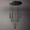 Pendant Lamps Disc Brass Art Crystal Chandelier Modern Cone LED Long Tube Pendant Light Living Room Lighting Indoor Bar Stair Hanging Lamp YQ240201