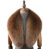 Lenços Natural Real Fox Fur Collar para Mulheres e Homens Casaco Jaqueta Extra Grande Tamanho Pescoço Quente Lenço Xales