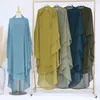 Roupas étnicas Extra Longo Khimar Chiffon Camadas Duplas Frente e Costas Islâmica Dubai Turquia Mulheres Muçulmanas Hijab Niqab Ramadan Lenço