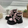 Boots Retro Lolita Japanese Kawaii Pink Black Martin Boots Short Love Shoes 2023 New Platform Wild Thick-heeled Rubber Wedges Shoes