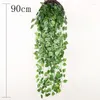 Fleurs décoratives 50pcs 90cm plante verte artificielle suspendue feuille de lierre radis algues raisin fausse fleur vignes en gros maison jardin mur