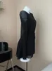 Повседневные платья Винтажное черное готическое экстремальное мини-платье с круглым вырезом в сетку с прозрачными рукавами, расклешенными рукавами, с открытой спиной, повязка, с высокой талией, облегающая