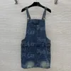 uxury Designer Denim Skirt Playsuits Women Casual Daily Blue Jean Rompers Dress Big Pocket Skirt Dress