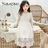 Платья для девочек YUBAOBEI белое кружевное платье с вышивкой для детей, элегантное праздничное платье для девочек на свадьбу, день рождения, детское платье принцессы на лето и осень для подростков